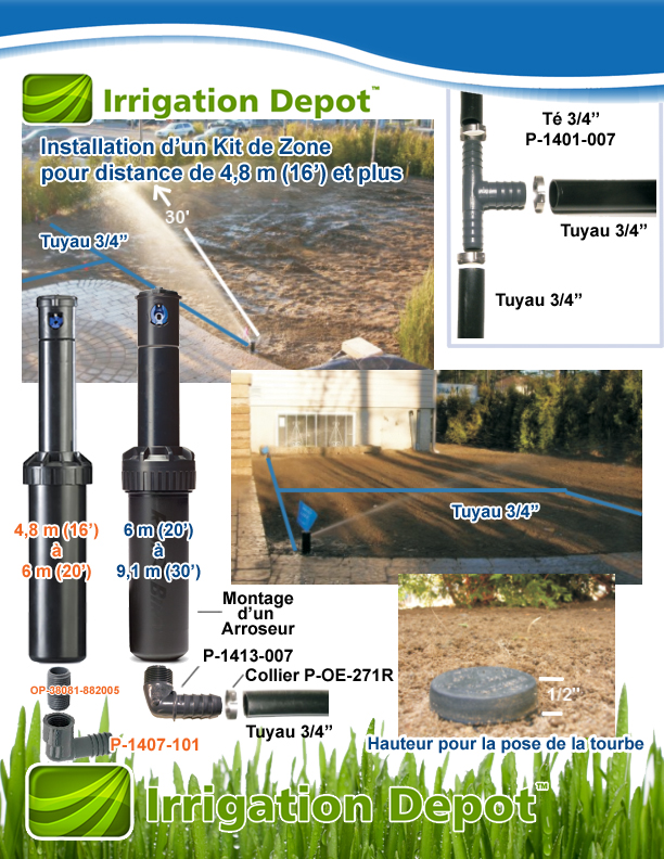 Installation Kit de Zone d'Irrigation pour Grande Distance