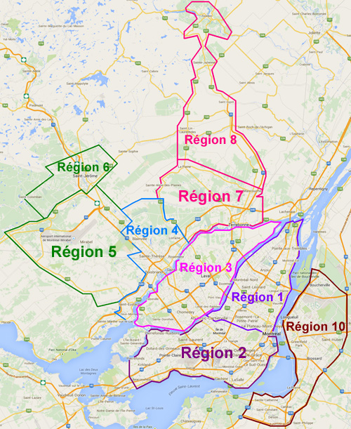 Carte des Régions